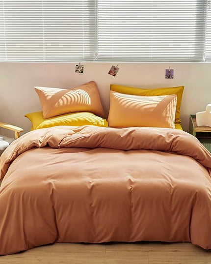 CLOTHKNOW Peach Comforter Set Twin/Twin XL Pink Coral Bedding Comforter Set Grapefruit Comforter Luxury Soft Bedding 3Pcs Orange Pink Comforter Sets
