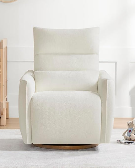 CHITA Swivel Rocker Recliner Chair, Power Nursery Glider Recliner, Nursery Rocking Chair with Adjustable Power Headrest, FSC Certified, Solid Wood Base, Cream