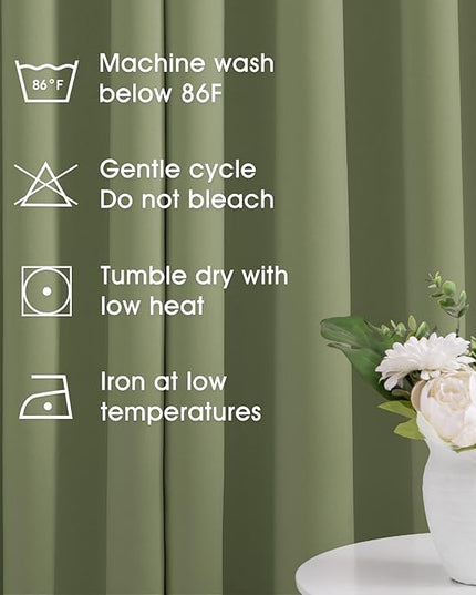 HOMEIDEAS Sage Green Blackout Curtains for Bedroom 52 X 63 Inch Length 2 Panels Set Room Darkening Bedroom Curtains, Soundproof Thermal Grommet Window Curtains for Living Room
