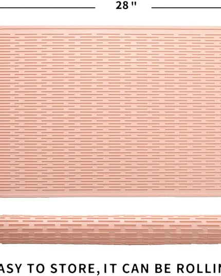 Silicone Dish Drying Mat for Multiple Usage,Easy clean,Eco-friendly,Heat-resistant Silicone Mat for Kitchen Counter or Sink,Refrigerator or Drawer Liner Pink 3XL 28 inches x 18 inches