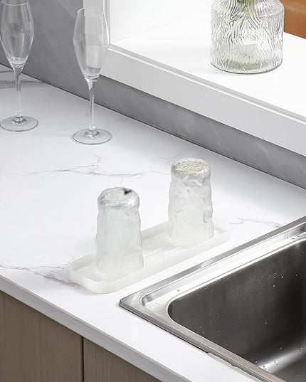 Silicone Kitchen Sink Organizer Tray for Multiple Usage,Easy Clean Sponges Holder for Kitchen Bathroom Counter or Sink,Dish Soap Dispenser,Scrubber,Bottle,Cup Translucent 12" x 4”