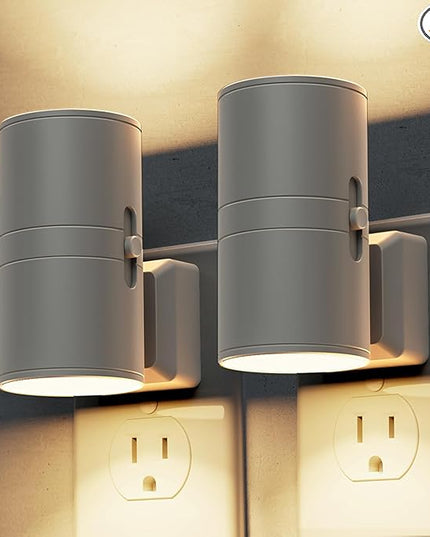 L LOHAS LED Night Light Plug in, 2 Pack, Night Lights Plug into Wall, Light Sensor, Cement Gray Housing, Soft White Nightlight, 3000K 100LM Dimmable Nightlights for Hallway Bedroom Stairway