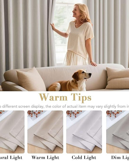 H.VERSAILTEX Extra Long Room Darkening Window Treatment Panels for Bedroom Living Room, Thermal Insulated Solid Grommet Curtains for Nursery (2 Panels, Ivory/Cream, 52 Inch by 108 Inch)