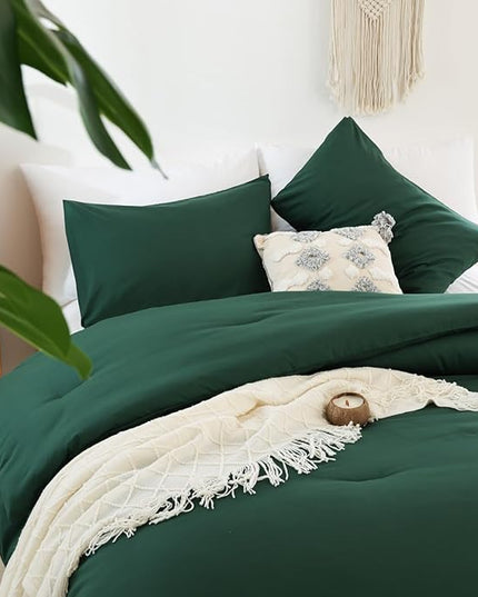 ROSGONIA California King Comforter Set Emerald Green, 3pcs (1 Boho Dark Forest Green Cal King Comforter & 2Pillowcases), Oversized Blanket Quilt