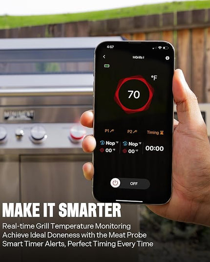 Monument Grills 6+1 Burner Smart Propane Gas Grill, Denali 605Pro Stainless Steel Grill 78,000 BTU Outdoor Barbecue Grill with Side Burner, Pizza Stone, Round Cooking Plate & Grid, Cover, Rotisserie