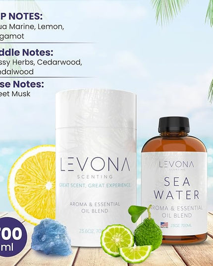 Levona Scent Sea Water Essential Oils for Diffuser for Home - Hotel and Home Luxury Scents - Fragrance Oil - Diffuser Oils Scents - Oil Diffuser Essential Oils for Humidifiers - 700Ml Aroma Oil Blend