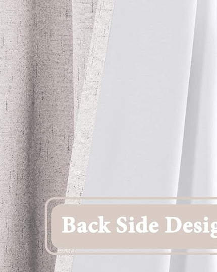 H.VERSAILTEX 100% Blackout Curtain for Bedroom 63 Inches Long Grommet Linen Face Full Light Blocking Curtain Drape for Living Room Thermal Insulated Linen Look Curtain 1 Panel, 52" W x 63" L, Ivory