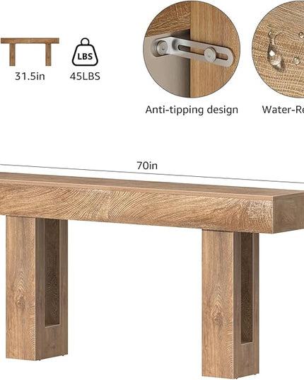 70 inch Long Console Table for Entryway - Wood Farmhouse Sofa Tables Behind Couch for Living Room Rustic 10 inch Deep Hallway Entry Way Table Home Decor
