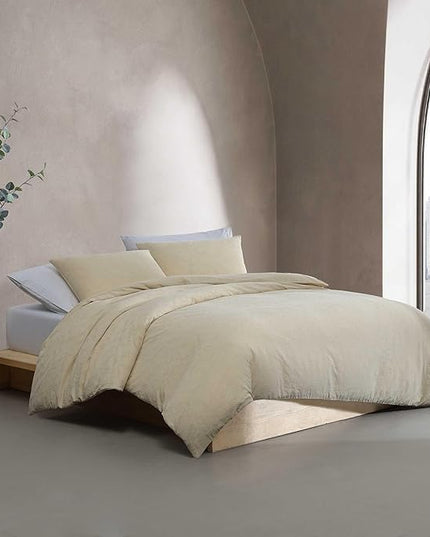 Calvin Klein - Duvet Cover Set, Soft & Breathable Bedding with Matching Shams, Plain Weave Fabric, Cozy Home Essentials (Branching Leaves Beige, King)