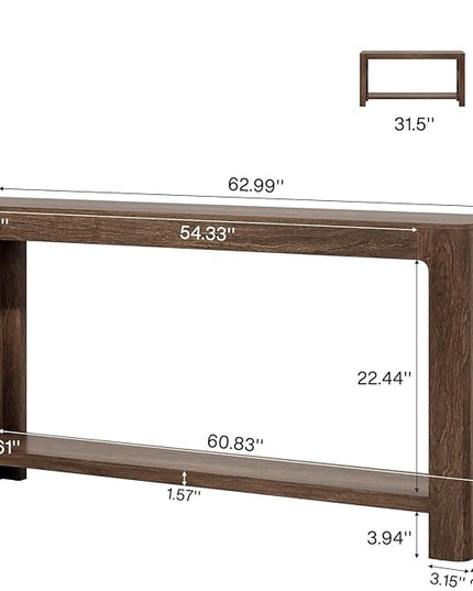Tribesigns 63 Inch Entryway Console Table, 2-Tier Farmhouse Narrow Sofa Table Behind Couch, Accent Entrance Console Furniture for Entryway, Foyer, Hallway, Dark Brown