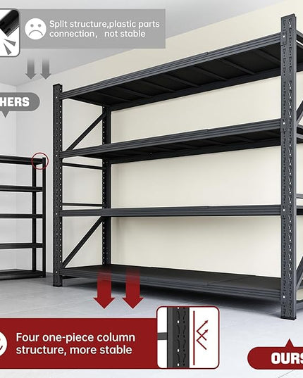 7000LBS Storage Shelves,79" W Garage Shelving Heavy Duty Metal Adjustable Garage Shelves, Shelving Units Industrial Shelving for Warehouse,79" W x 24" D x 79" H,Black