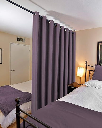 H.VERSAILTEX Room Darkening Linen Curtain for Sliding Door (100" W x 108" L) Extra Wide Primitive Burlap Linen Room Divider Curtain for Living Room/Patio (9ft Tall by 8.5ft Wide, Heather Mauve)