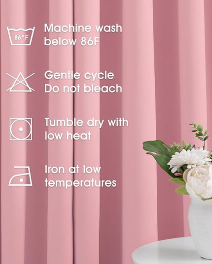 HOMEIDEAS Baby Pink Blackout Curtains for Kids, 52 X 63 Inch Length 2 Panels Set, Room Darkening Curtains for Girl's Room, Soundproof Thermal Grommet Window Curtains for Living Room