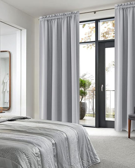 DWCN Silver Grey Blackout Curtains for Bedroom, Thermal Insulated Energy Saving Room Darkening Curtains for Living Room (W60 x L84 inch, Set of 2 Panels, Top of Rod Pocket)