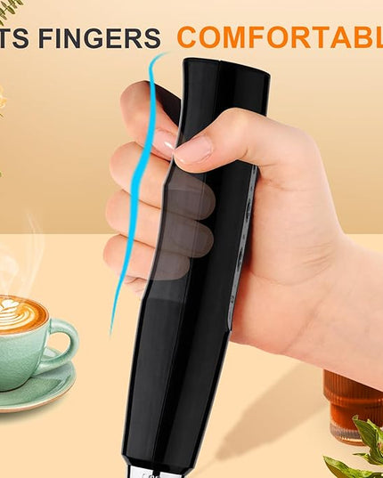 YUSWKO Handheld Milk Frother Wand for Coffee, Rechargeable Electric Whisk with 3 Heads 3 Speeds Drink Mixer Coffee Frother For Latte, Cappuccino, Hot Chocolate, Egg (Without Stand, Light Black)