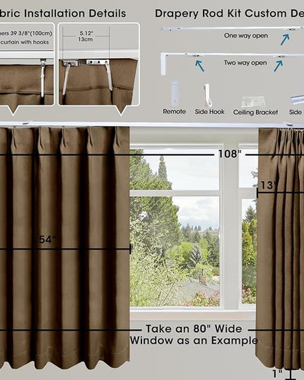 SmartWings Automatic Curtain Opener with Drapery, Motorized Vertical Blinds with Remote, Electric Closet Doors Sliding Panels Compatible with Alexa Google Homekit, 93% Blackout Brown Orange