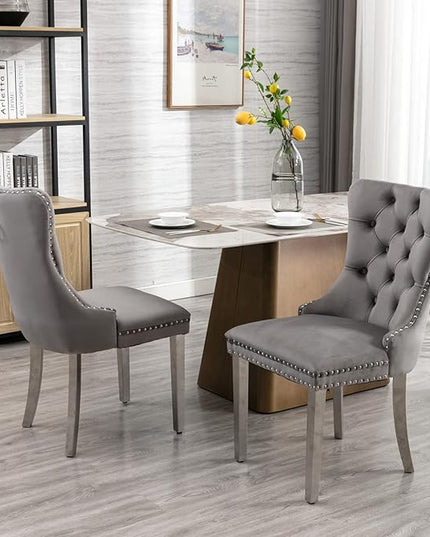 60" Glass Dining Table Set for 6, Modern Dining Room Table Set for 6, Silver X-Shape Pedestal Glass Table with 6pcs Gray Dining Chairs, 7 Piece Dining Set for Dining Living Room