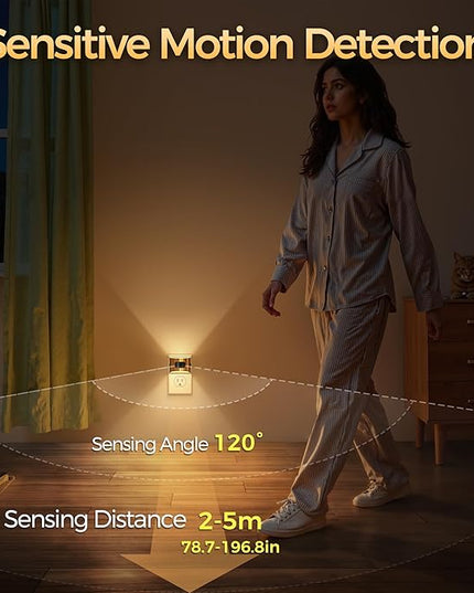 DORESshop LED Night Light[2 Pack], Night Lights Plug into Wall, 3 Mode Plug in Night Light with Motion Sensor, Dusk to Dawn Sensor, Nightlights for Adults, Bedroom, Bathroom, Hallway, Golden Cover