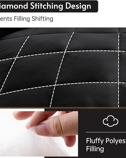 MUXHOMO 7 Pieces King Comforter Set, Reversible Bed in a Bag King Size, All Season Bedding Set with Comforter, Flat Sheet, Fitted Sheet, Pillowcases & Shams, Black & White