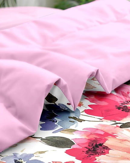 Comforter Set Twin Size, Flower Floral Leaf 5 Pcs Bedding for Kids and Adults, Painting Summer Spring Bed Sheet Sets with Fitted Sheet Pillowcase & Sham for Bedroom Bed Decor
