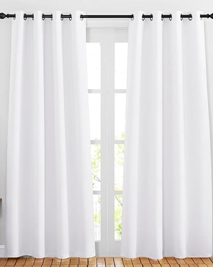 NICETOWN White Doorway Curtains 80 inches Long, Grommet Privacy Door Curtains Room Darkening Thermal Window Treatments for Bedroom/Living Room, 2 Panels, W46 x L80