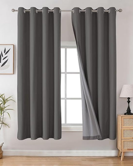 Joydeco Blackout Curtains, 2 Panels Sets, 52x72 Inches, Grey, Grommet, Thermal Insulation, Room Darkening, for Bedroom & Living Room