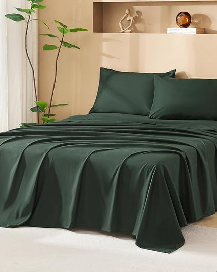Litanika Forest Green King Size Comforter Set with Sheets - 7 Pieces Bed in a Bag King Boho Tufted Complete Bedding Sets with Comforter, Sheets, Pillowcases & Shams