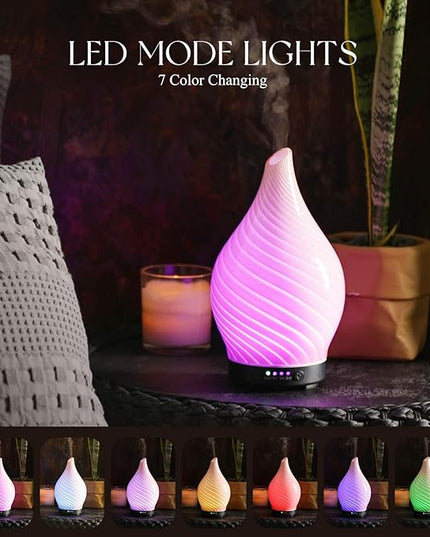 Porseme 150ml Essential Oil Diffuser Glass Color Changing Aroma Air Diffusers Aromatherapy Ultrasonic Cool Mist Humidifier 6 Running Hours Waterless Auto-Off for Sleeping Yoga Office Spa (Pure Pink)