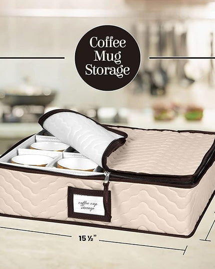 China Storage Containers 5-Piece Set Moving Boxes for Dinnerware, Glasses, Plates, Mugs and Saucers Sturdy Quilted Microfiber Dish Organizer with Dividers for Seasonal Storage - Holds Set of 12
