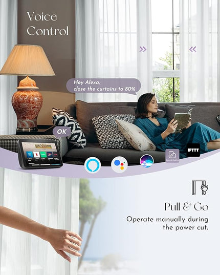 Graywind Hardwired Smart Curtains Motorized Sheer Curtains with Remote Alexa Google Control for Sliding Sheer Drapes One-Way or Split Draw Joinable Curtain Custom Width to 220" (Sheer Textured White)