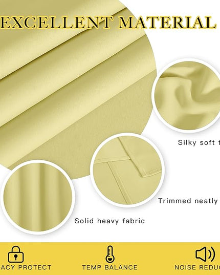 NICETOWN Blackout Curtains 84 Inch Length, Thermal Insulated Curtains for Bedroom Grommet Energy Saving Room Darkening Drapes for Living Room Window, 1 Panel, Paler Yellow, 66" W x 102" L