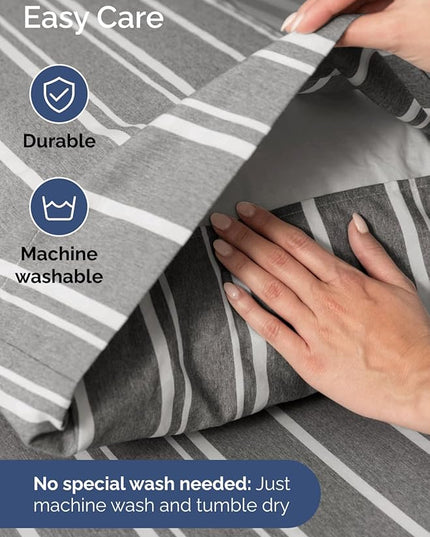 Extra Deep Cal King Sheet Set - 6 Piece Breathable & Cooling Sheets - Hotel Luxury Bed Sheets Set - Easy Fit - Soft, Wrinkle Free & Comfy Sheets Set - Grey Striped Sheet Set with Extra Deep Pockets