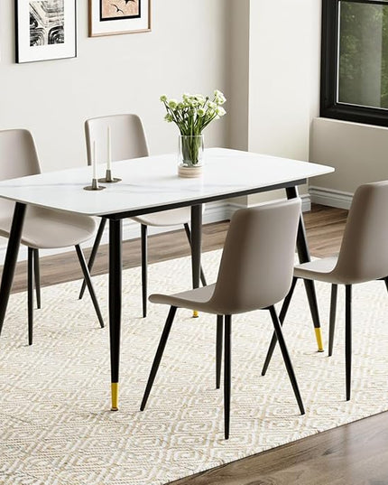 50'' Dining Table Set for 4, Dining Room Sets for 4, Sintered Stone Dining Table Chairs Set of 4, Easy to Assemble，Suitable for Small Spaces