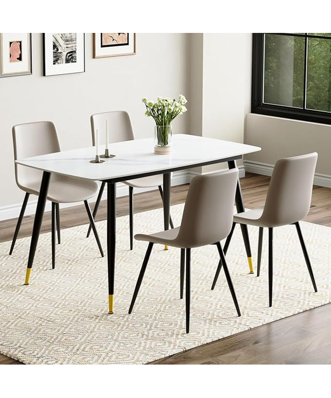 50'' Dining Table Set for 4, Dining Room Sets for 4, Sintered Stone Dining Table Chairs Set of 4, Easy to Assemble，Suitable for Small Spaces