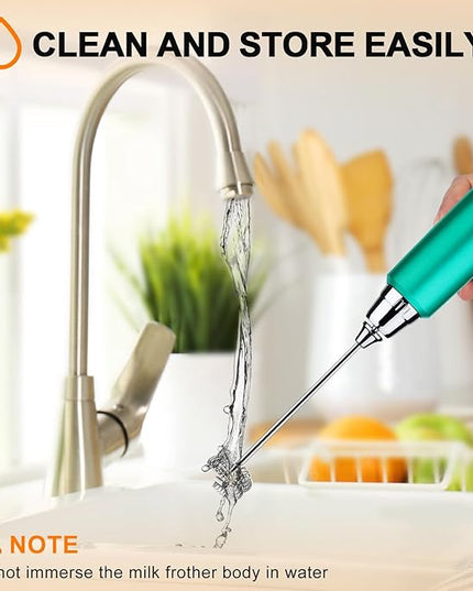 YUSWKO Handheld Milk Frother for Coffee, Rechargeable Drink Mixer with 3 Heads 3 Speeds Electric Coffee Frother For Latte, Cappuccino, Hot Chocolate, Egg