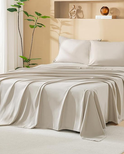 Litanika Oversized King Size Comforter Set with Sheets Oatmeal - 7 Pieces Bed in a Bag Oversized King Boho Tufted Complete Bedding Sets with Comforter, Sheets, Pillowcases & Shams