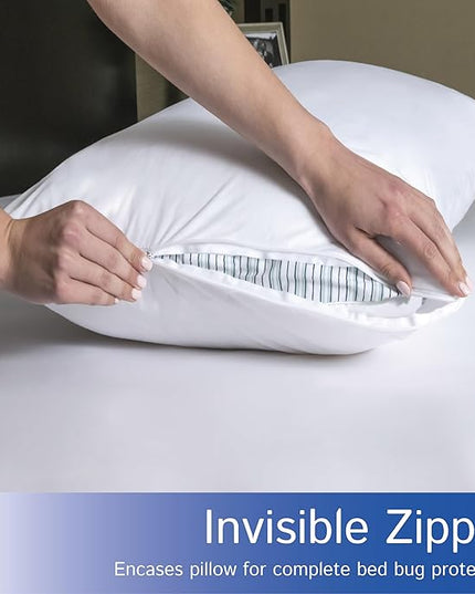 Four Seasons Essentials Waterproof King Pillow Protectors (Set of 2) – Zippered Pillow Cover Hypoallergenic Dust Allergy Proof Encasement