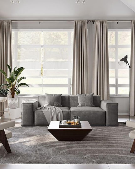 POVISON 83" Modular Sectional Sofa for Living Room Modern Large Sectional Couches Velvet Loveseat Oversized Deep Seat Sofa Set 2 Seater Big Comfy Cloud Couch for House Office