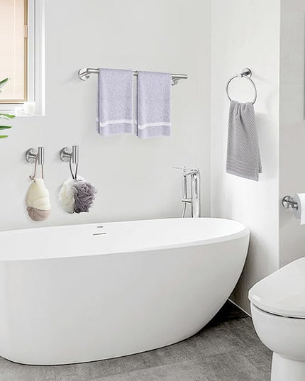 TURS 5 Piece Bathroom Hardware Set Brushed, SUS304 Stainless Steel Bath Towel Bar Set, 24 Inch Bathroom Accessories Kit Wall Mounted
