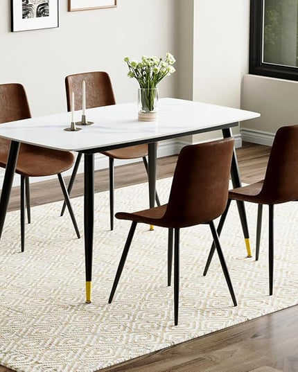 50'' Dining Table Set for 4, Dining Room Sets for 4, Sintered Stone Dining Table Chairs Set of 4, Easy to Assemble，Suitable for Small Spaces