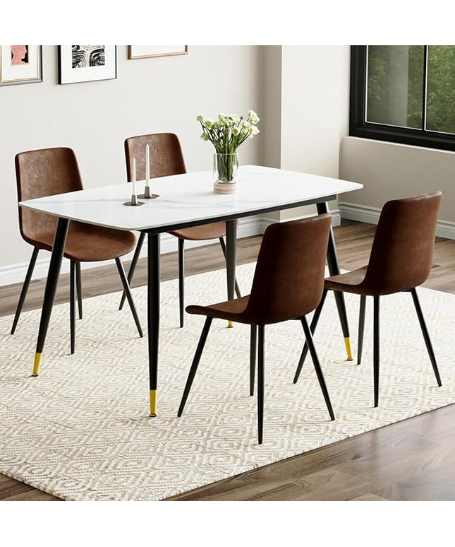 50'' Dining Table Set for 4, Dining Room Sets for 4, Sintered Stone Dining Table Chairs Set of 4, Easy to Assemble，Suitable for Small Spaces
