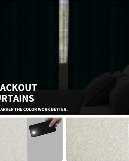 Easy-Going Linen Look Blackout Curtain Grommet Window Curtain Drapes for Bedroom, Living Room Thermal Insulated Room Darkening (2 Panels, 52x84 inch, Natural)