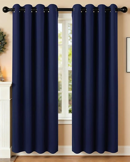 Room Darkening Curtains 72 Inch Length for Bedroom Living Room, Insulated Thermal Grommet Curtain Drapes, Blackout(60-90%,Not 100%) Window Treatment Decor, 2 Panels, 52x72, Navy Blue