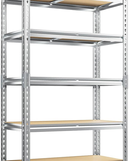REIBII Garage Shelving, 5 Tier Storage Shelves Load 2020LBS, Adjustable Garage Shelves Heavy Duty, Metal Shelving Unit with Waterproof Columns for Warehouse, 35.5" W x 11.9" D x 72" H, Galvanized