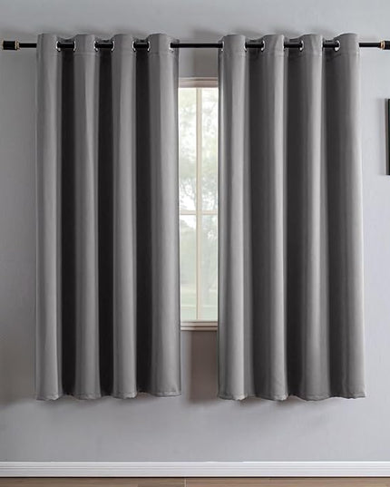 Blackout Curtains 72 Inch Length 2 Panels Set, Black Out Curtains for Bedroom 72 Inch Long, Grommet Energy Saving Room Darkening Drapes for Living Room Window Light Grey(W52 x L72)