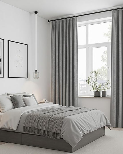 MYSKY HOME Dark Grey Blackout Curtains 102 inches Long Pinch Pleated Curtains for Living Room Bedroom 100% Room Darkening Black Out Window Drapes with Hooks Back Tab, 40" Wide per Panel, 2 Pieces