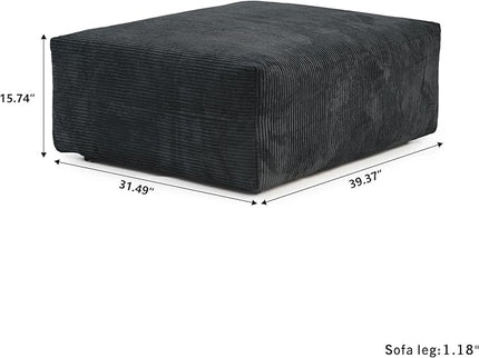 JACH Sectional Couches for Living Room, Modern Modular Sectional Couch with Chaise Ottomans, Cushion Covers Removable, Corduroy Sofa Bed for Living Room, Apartment, Office (Black)