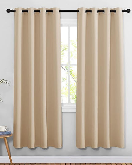 NICETOWN Doorway Curtains & Drapes 78 inches Long - Grommet Window Treatment Thermal Insulated Privacy Blackout Curtains & Drapes for Bedroom (Biscotti Beige, Set of 2, W52 x L78)