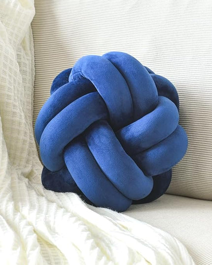 Knot Pillow Ball, Soft Home Decorative Throw Pillows Cushion, Round Changeability Knotted Pillows, Modern Home Handmade Cushions for Bedroom, Sofa, Couch (8 Inch, Navy)