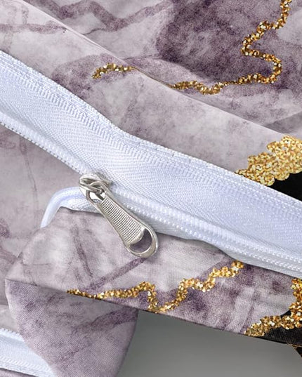 Pink Marble Duvet Cover Set Twin Size Sequin Gold Bedding Comforter Covers with 2 Pillow Shams Girls Decor Bedroom Bed Set Breathable Durable Soft Comfy